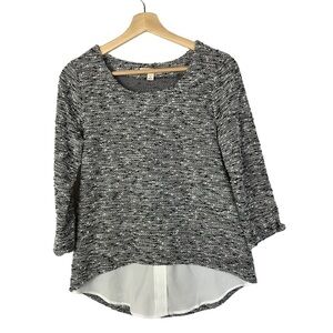 DB Established 1962 Petite Gray Knit Long Sleeve Blouse SP